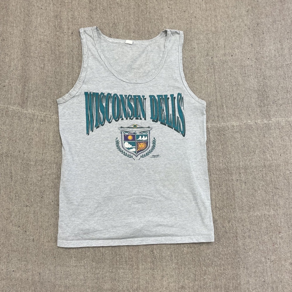 vintage WIsconsin Dells Tank top mens large Gray 1990s USA